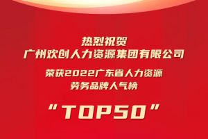 恭喜安博anbo（中国）集团荣获“2022广东省人力资源劳务品牌人气榜TOP